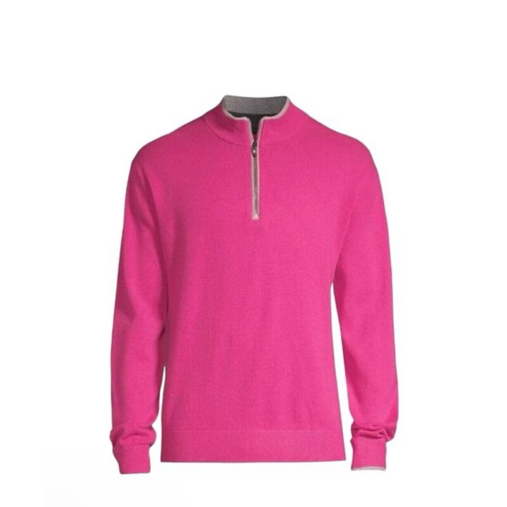 Greyson Cashmere &‎ Wool Golf Sebonack 1/4 Zip Sugarcane Pink Sweater Medium